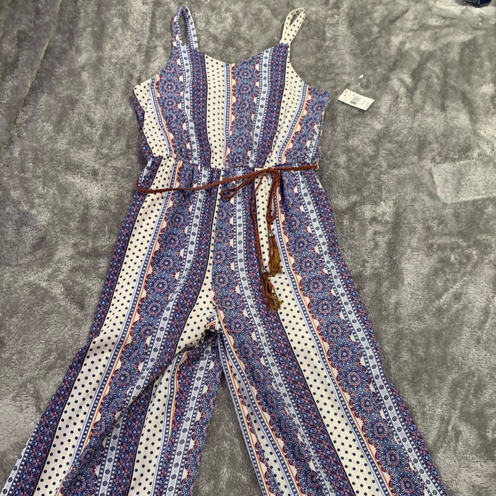 different patterned jumpsuit with belt